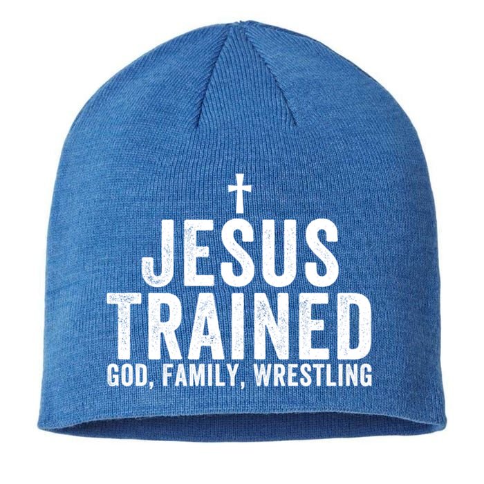 Jesus Trained God Family Wrestling Christian Wrestling Great Gift Sustainable Beanie