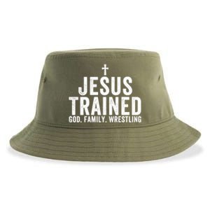 Jesus Trained God Family Wrestling Christian Wrestling Great Gift Sustainable Bucket Hat