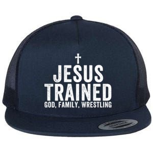 Jesus Trained God Family Wrestling Christian Wrestling Great Gift Flat Bill Trucker Hat