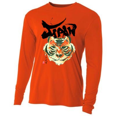 Japan Tiger Graphic Japanese Calligraphy Cooling Performance Long Sleeve Crew