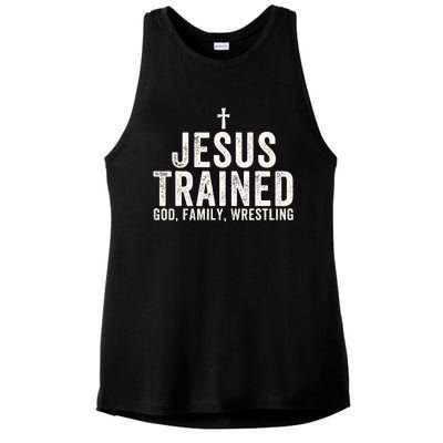 Jesus Trained God Family Wrestling Christian Wrestling Ladies PosiCharge Tri-Blend Wicking Tank