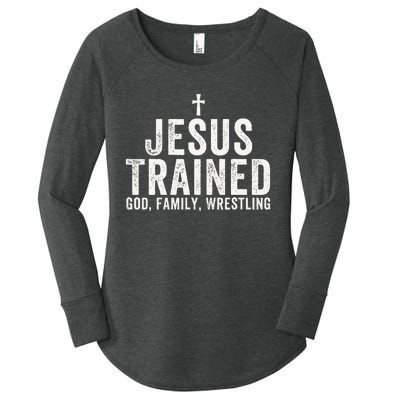 Jesus Trained God Family Wrestling Christian Wrestling Women's Perfect Tri Tunic Long Sleeve Shirt