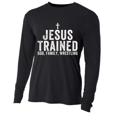 Jesus Trained God Family Wrestling Christian Wrestling Cooling Performance Long Sleeve Crew