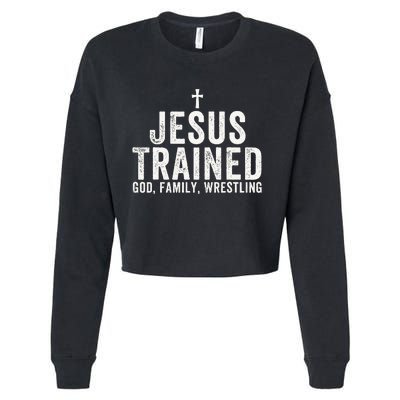 Jesus Trained God Family Wrestling Christian Wrestling Cropped Pullover Crew