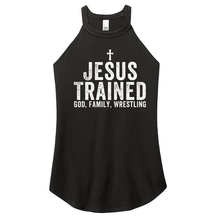 Jesus Trained God Family Wrestling Christian Wrestling Women’s Perfect Tri Rocker Tank