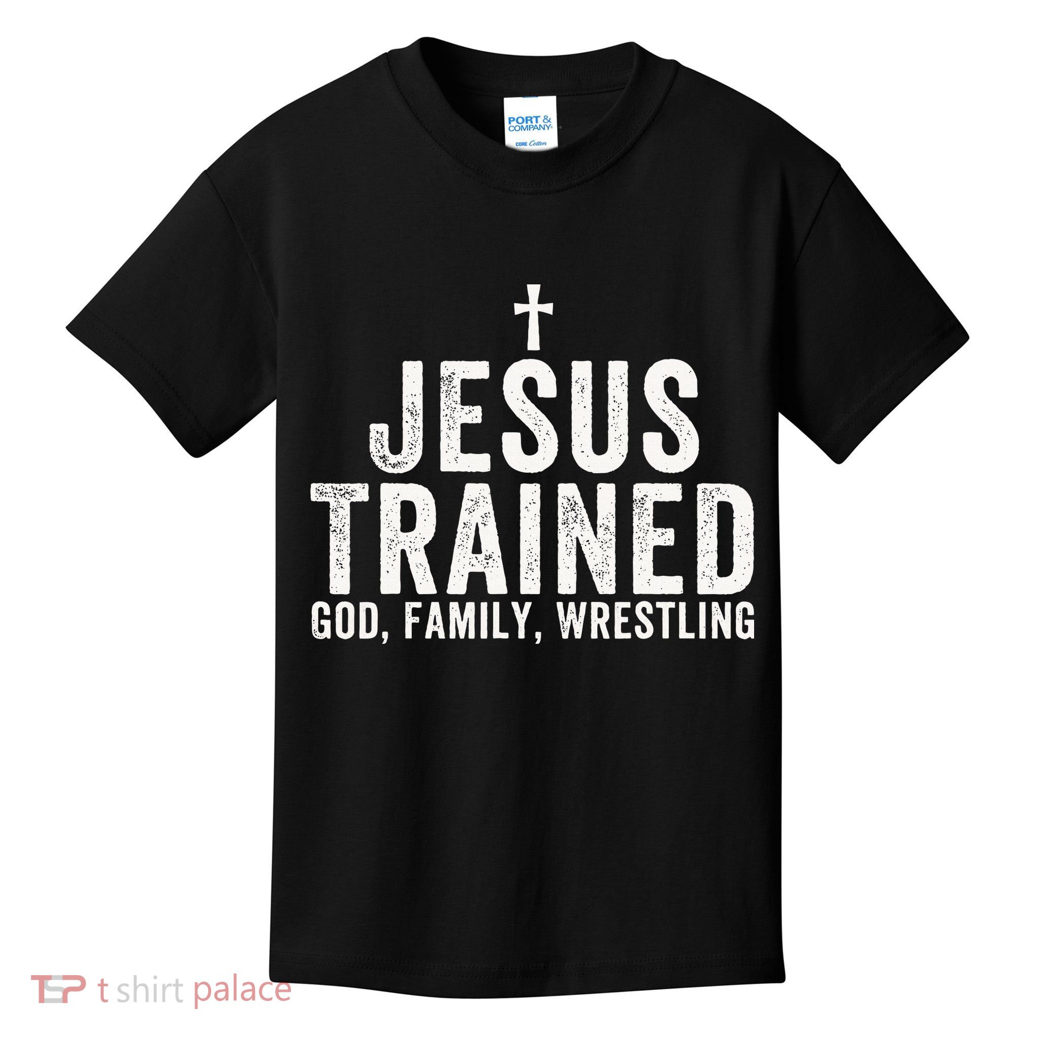 Jesus Trained God Family Wrestling Christian Wrestling Kids T-Shirt