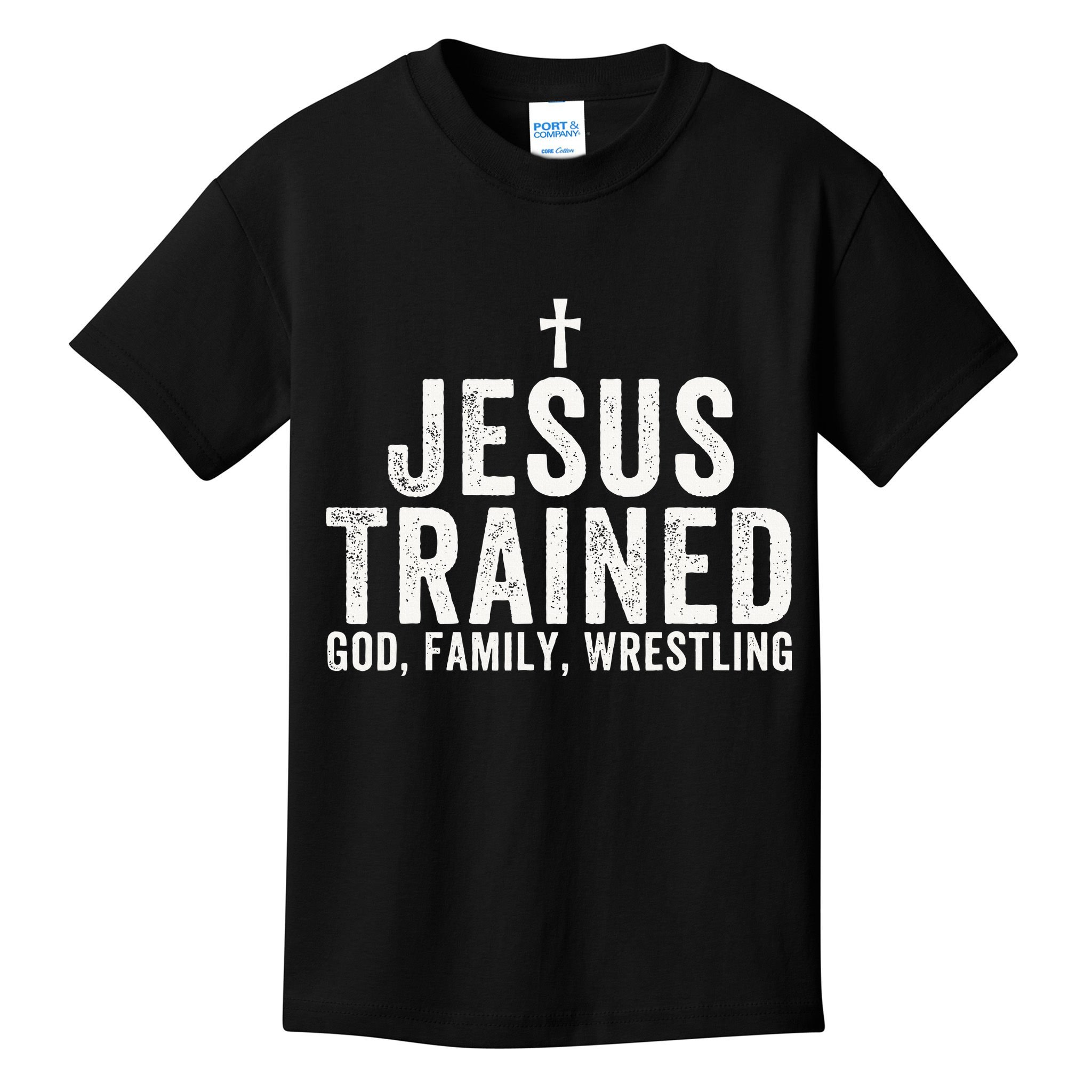 Jesus Trained God Family Wrestling Christian Wrestling Kids T-Shirt