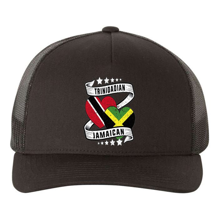 Jamaican Trinidad half Trinidad and half Jamaican flag Yupoong Adult 5-Panel Trucker Hat