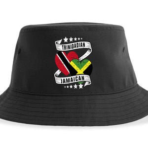 Jamaican Trinidad half Trinidad and half Jamaican flag Sustainable Bucket Hat