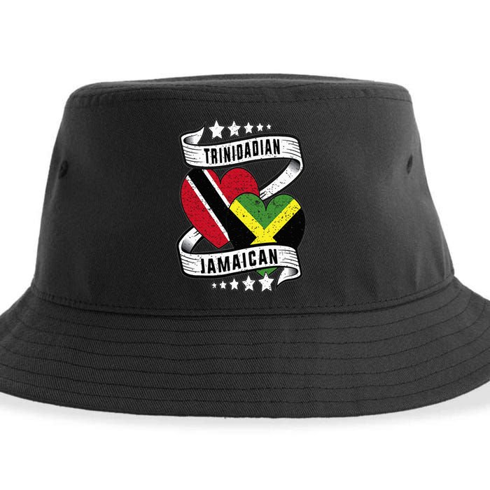 Jamaican Trinidad half Trinidad and half Jamaican flag Sustainable Bucket Hat