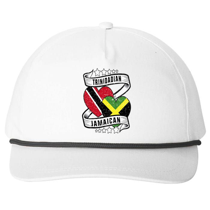 Jamaican Trinidad half Trinidad and half Jamaican flag Snapback Five-Panel Rope Hat