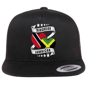 Jamaican Trinidad half Trinidad and half Jamaican flag Flat Bill Trucker Hat