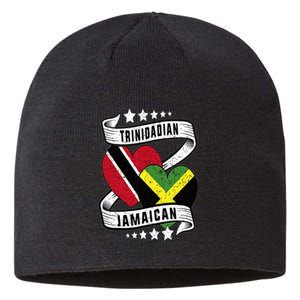 Jamaican Trinidad half Trinidad and half Jamaican flag Sustainable Beanie