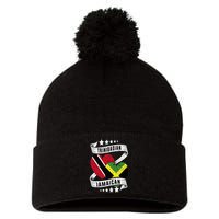 Jamaican Trinidad half Trinidad and half Jamaican flag Pom Pom 12in Knit Beanie