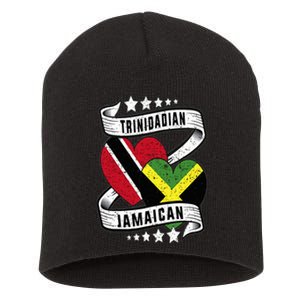 Jamaican Trinidad half Trinidad and half Jamaican flag Short Acrylic Beanie