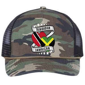 Jamaican Trinidad half Trinidad and half Jamaican flag Retro Rope Trucker Hat Cap