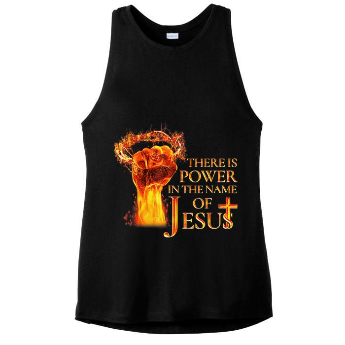 Jesus There Is Power In The Name Of Jesust Ladies PosiCharge Tri-Blend Wicking Tank
