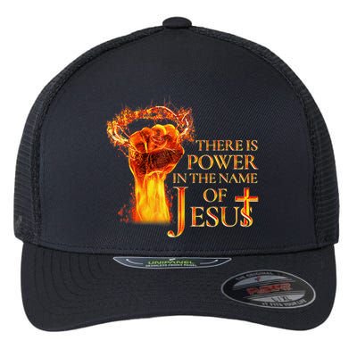 Jesus There Is Power In The Name Of Jesust Flexfit Unipanel Trucker Cap