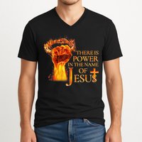 Jesus There Is Power In The Name Of Jesust V-Neck T-Shirt