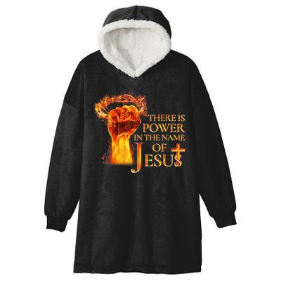 Jesus There Is Power In The Name Of Jesust Hooded Wearable Blanket