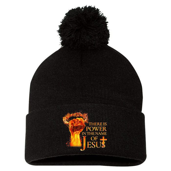 Jesus There Is Power In The Name Of Jesust Pom Pom 12in Knit Beanie