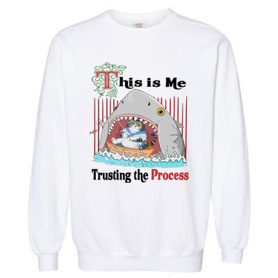 Jmcgg This Is Me Trusting The Process Shark Cat Garment-Dyed Sweatshirt