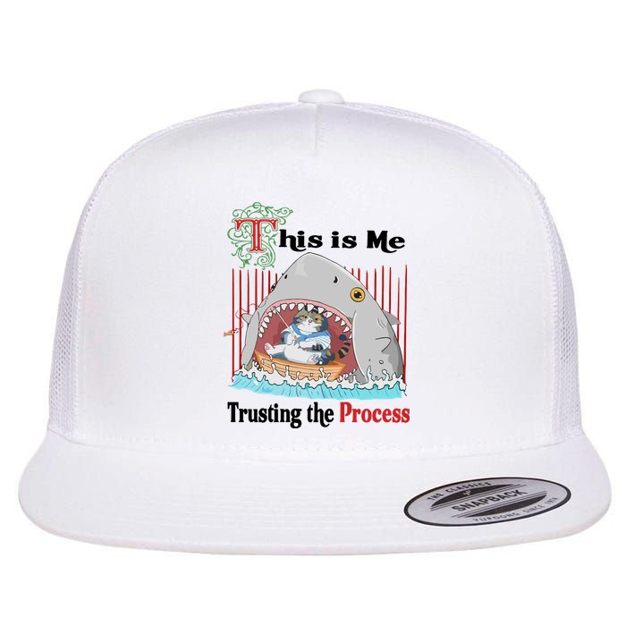 Jmcgg This Is Me Trusting The Process Shark Cat Flat Bill Trucker Hat