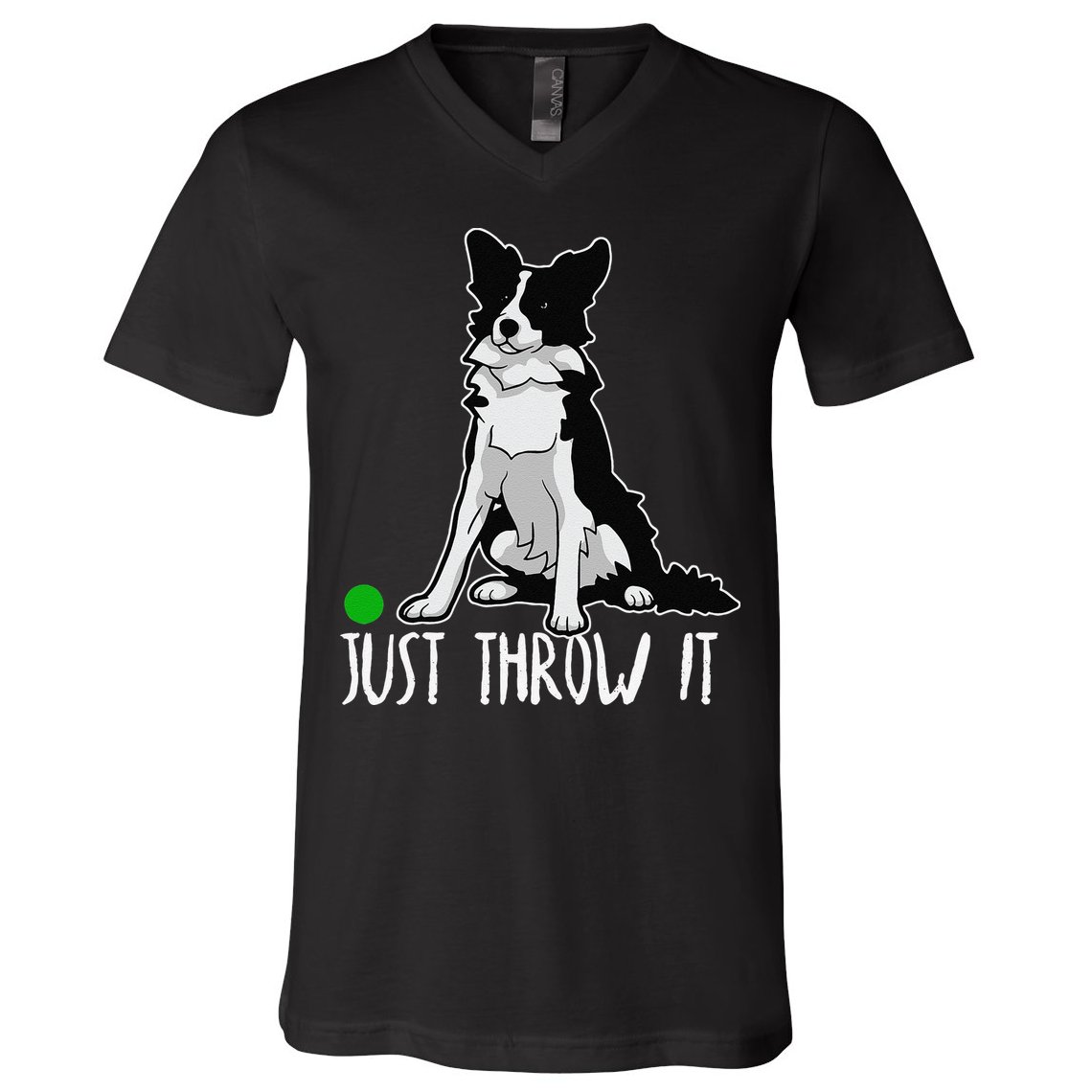 Just Throw It Funny Border Collie Dog Lover V-Neck T-Shirt
