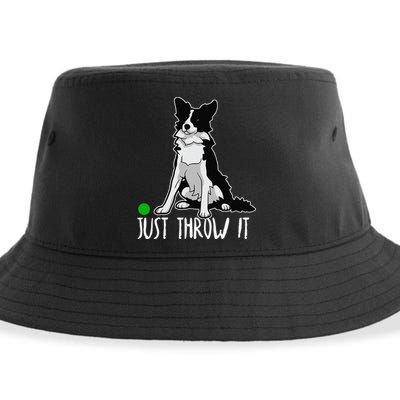 Just Throw It Funny Border Collie Dog Lover Sustainable Bucket Hat