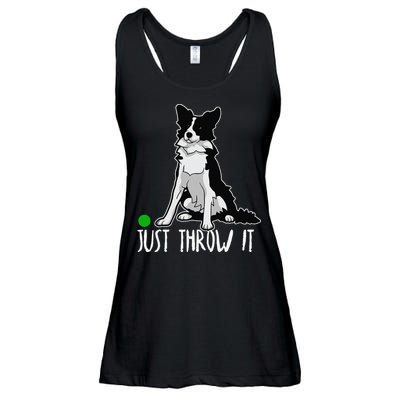 Just Throw It Funny Border Collie Dog Lover Ladies Essential Flowy Tank