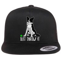 Just Throw It Funny Border Collie Dog Lover Flat Bill Trucker Hat