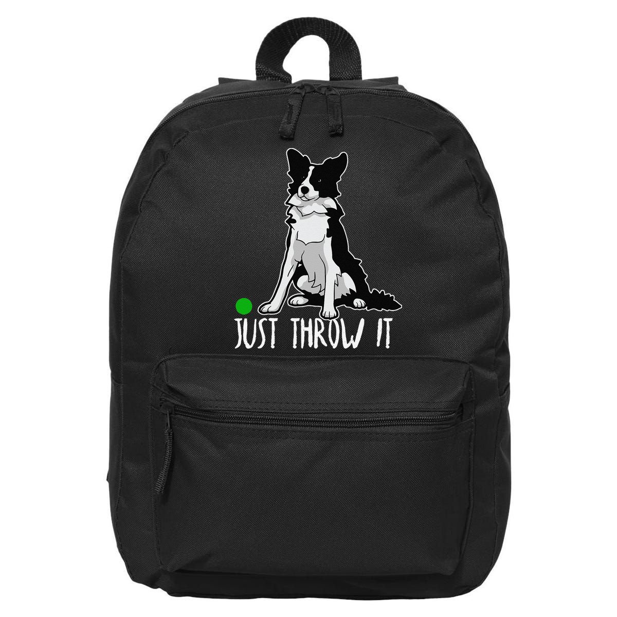 Just Throw It Funny Border Collie Dog Lover 16 in Basic Backpack