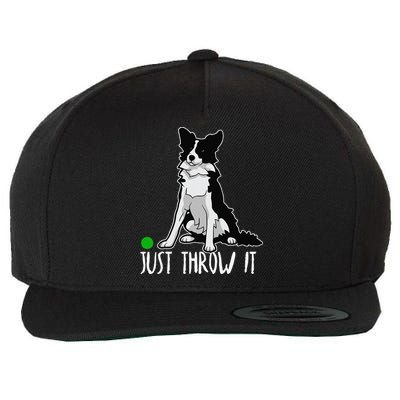 Just Throw It Funny Border Collie Dog Lover Wool Snapback Cap