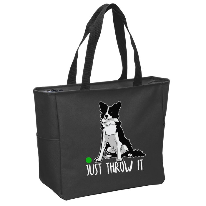 Just Throw It Funny Border Collie Dog Lover Zip Tote Bag