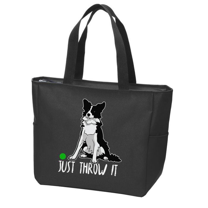 Just Throw It Funny Border Collie Dog Lover Zip Tote Bag