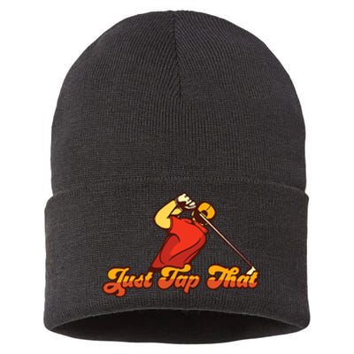 Just Tap It In Fun Golf Dad Funny Golf Dad Gift For Dad Father's Day Sustainable Knit Beanie