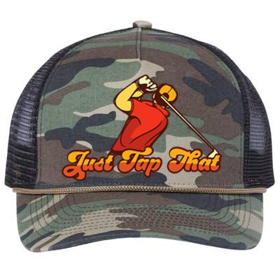 Just Tap It In Fun Golf Dad Funny Golf Dad Gift For Dad Father's Day Retro Rope Trucker Hat Cap