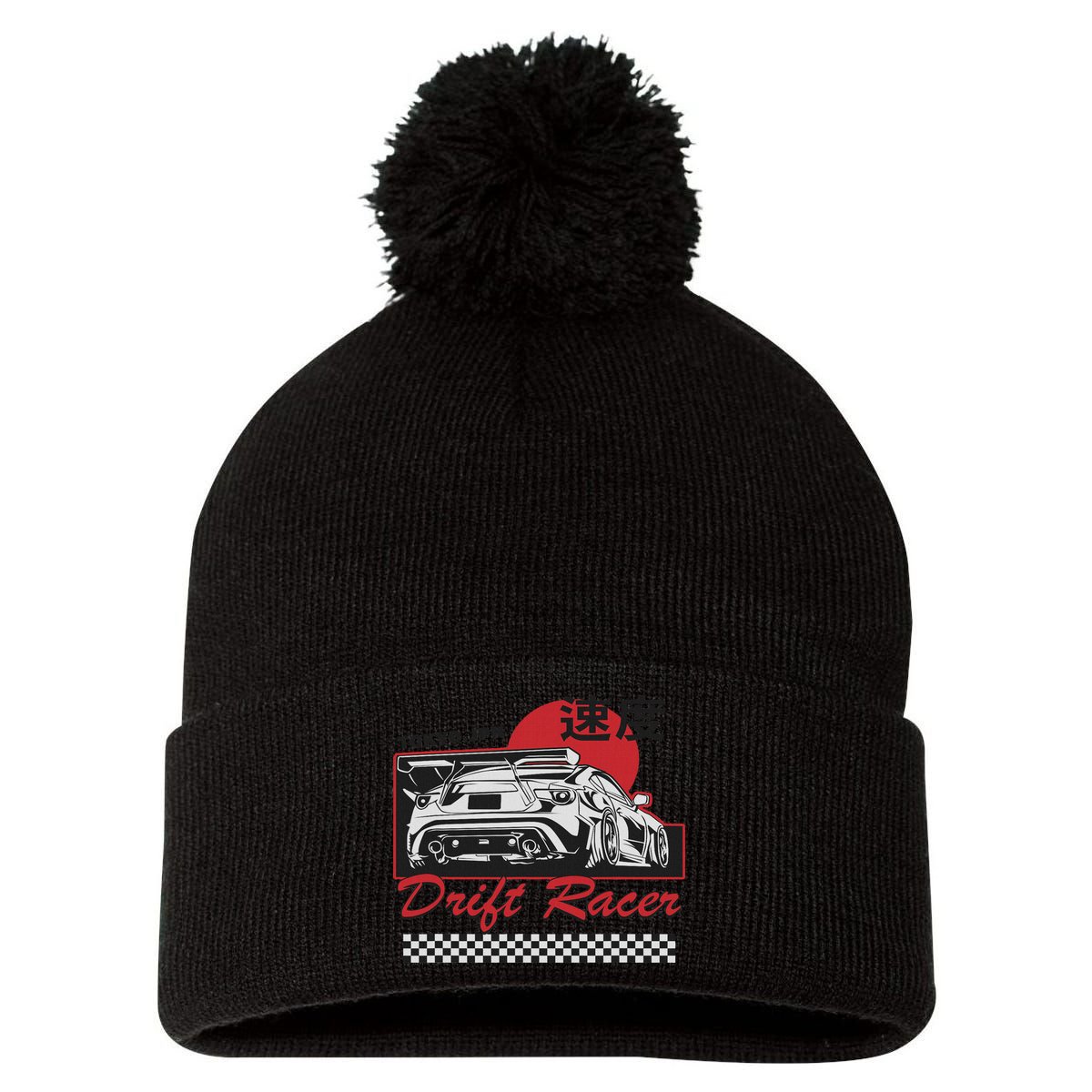 Jdm Tokyo Japan Drift Race Car Tuning Retro Vintage Pom Pom 12in Knit Beanie