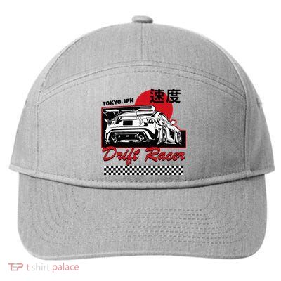 Jdm Tokyo Japan Drift Race Car Tuning Retro Vintage Graphic 7-Panel Snapback Hat