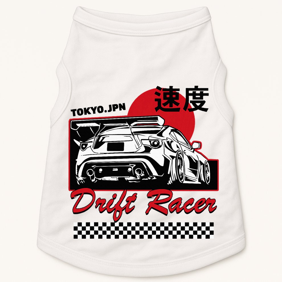 Jdm Tokyo Japan Drift Race Car Tuning Retro Vintage Graphic Doggie Tank