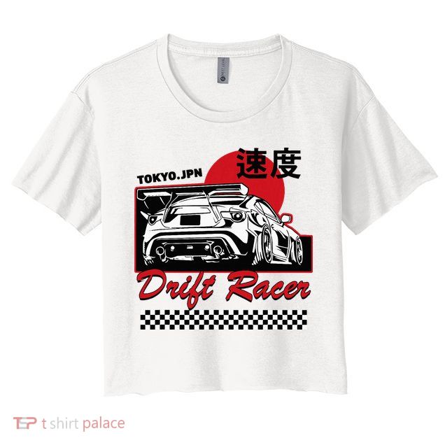 Jdm Tokyo Japan Drift Race Car Tuning Retro Vintage Graphic Crop Top