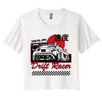 Jdm Tokyo Japan Drift Race Car Tuning Retro Vintage Graphic Women's Crop Top Tee