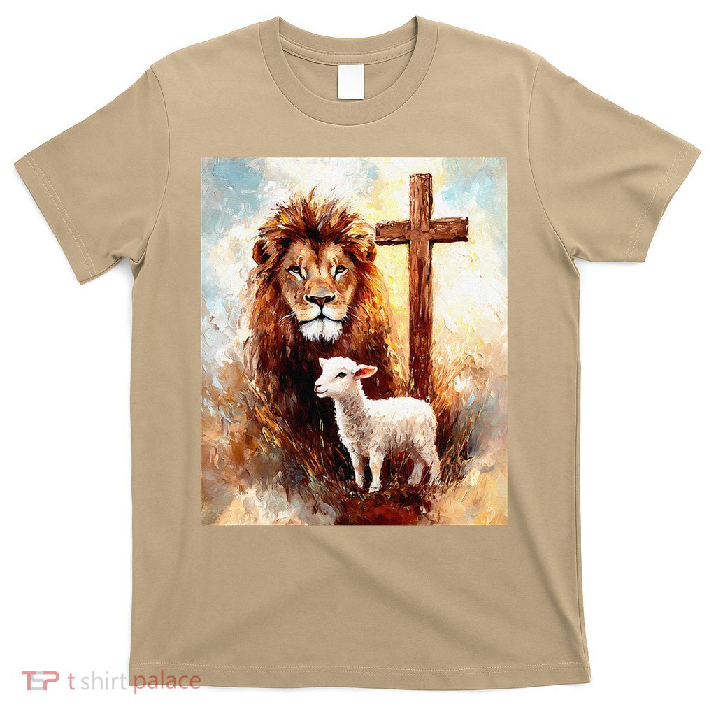 Jesus the Lion Lamb the Cross Catholic Christian Art Gift T-Shirt