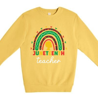 Juneteenth Teacher Leopard Rainbow African American Teacher Gift Premium Crewneck Sweatshirt