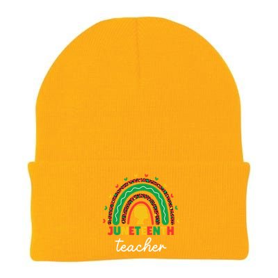 Juneteenth Teacher Leopard Rainbow African American Teacher Gift Knit Cap Winter Beanie