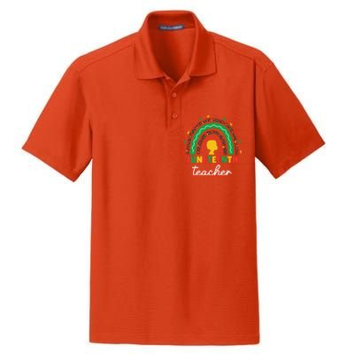 Juneteenth Teacher Leopard Rainbow African American Teacher Gift Dry Zone Grid Polo