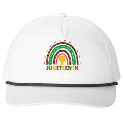 Juneteenth Teacher Leopard Rainbow African American Teacher Gift Snapback Five-Panel Rope Hat