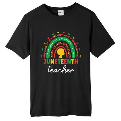 Juneteenth Teacher Leopard Rainbow African American Teacher Gift Tall Fusion ChromaSoft Performance T-Shirt