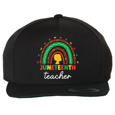 Juneteenth Teacher Leopard Rainbow African American Teacher Gift Wool Snapback Cap