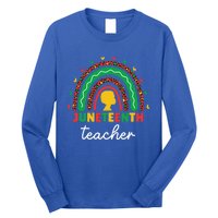 Juneteenth Teacher Leopard Rainbow African American Teacher Gift Long Sleeve Shirt